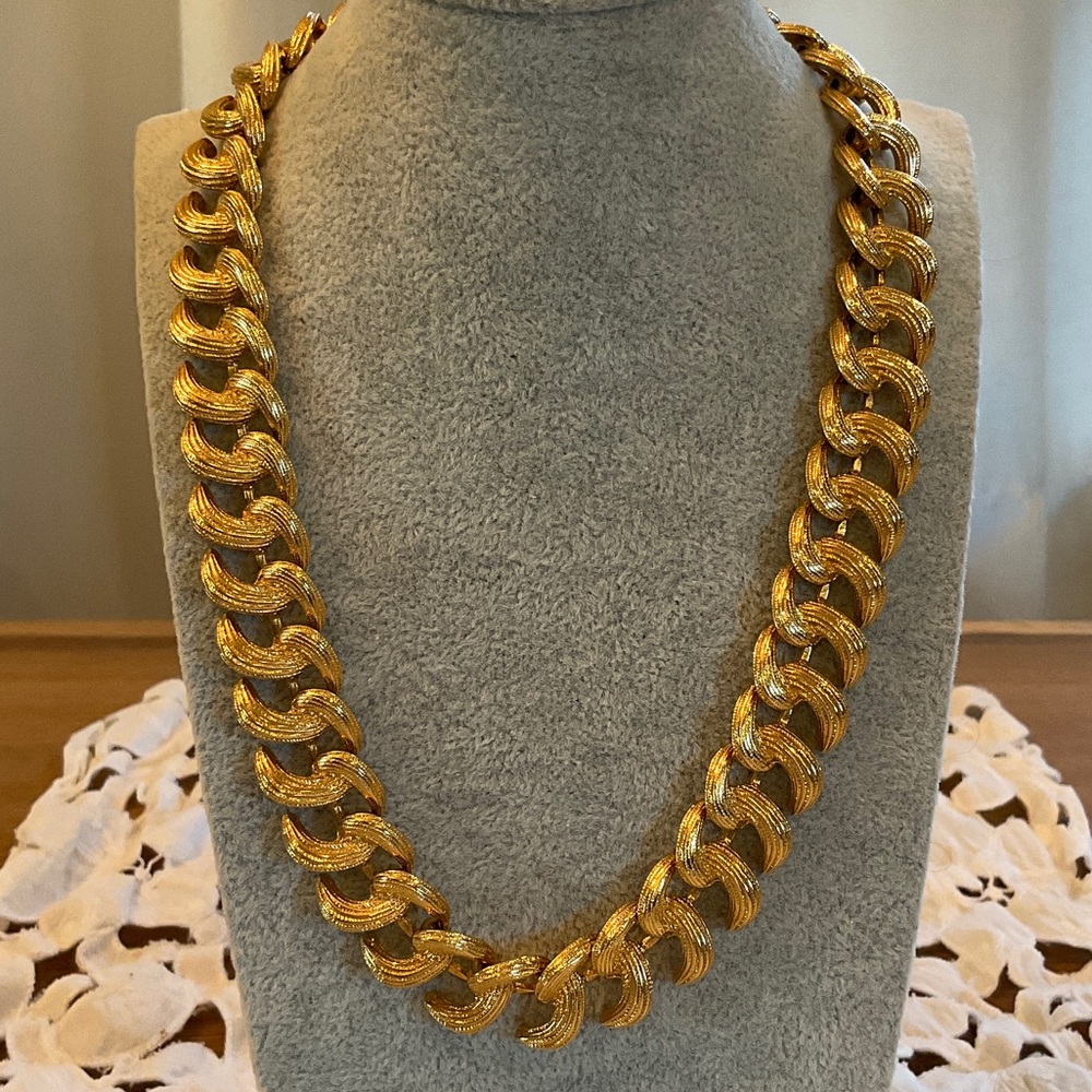 Monet Gold-Tone Textured Link Chain Necklace